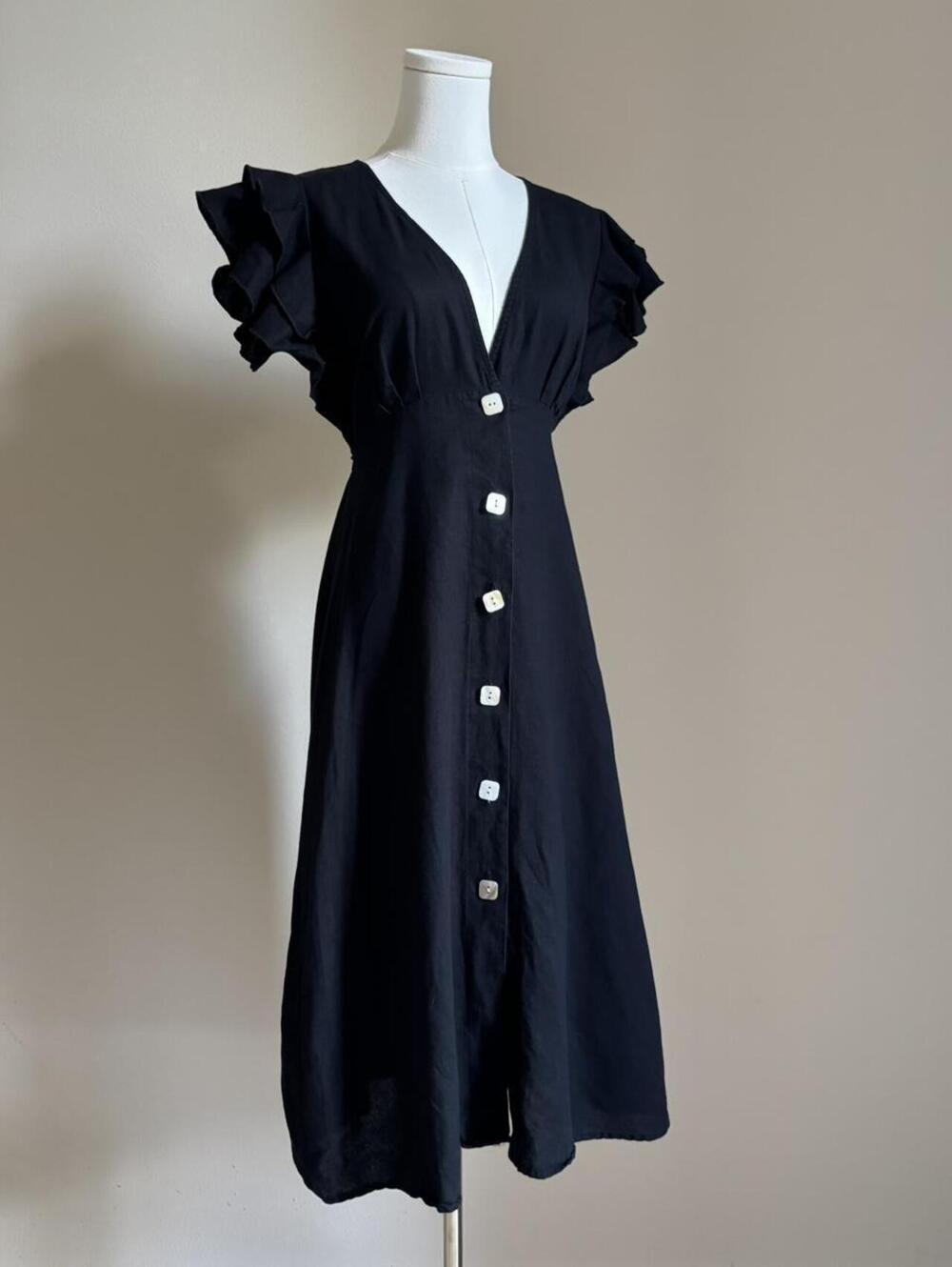 Charlie Holiday Black Linen Blend Dress - Picture 5 of 8
